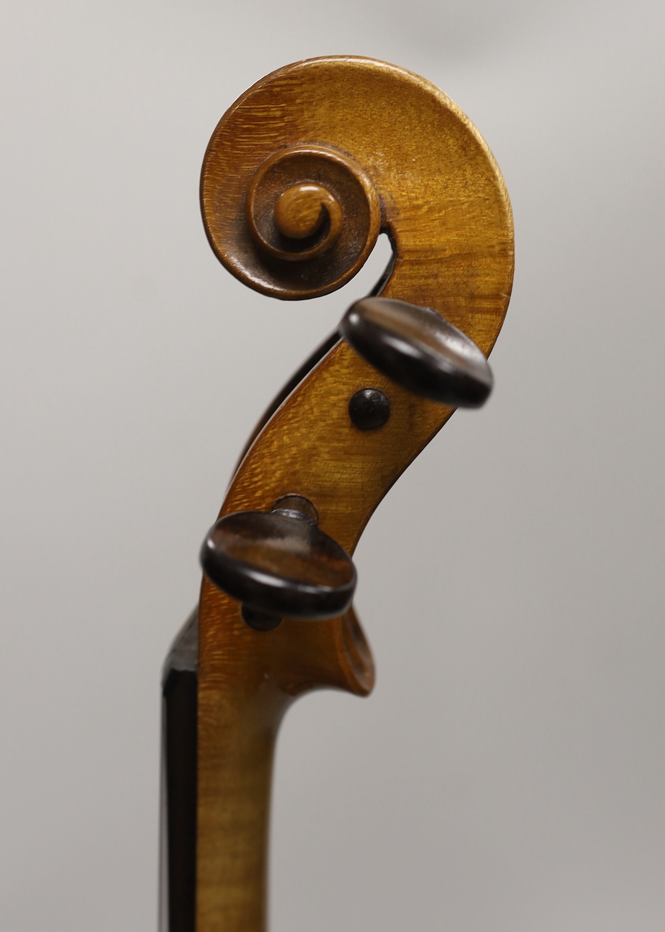Likely German, a cased violin, late 19th/early 20th century, the back 14 inches in length
